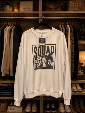 Jerzees White 'SQUAD' Graphic Crewneck Sweatshirt